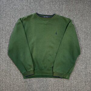 Vintage Nautica Sweatshirt Mens L Green Faded 90s Preppy Crewneck